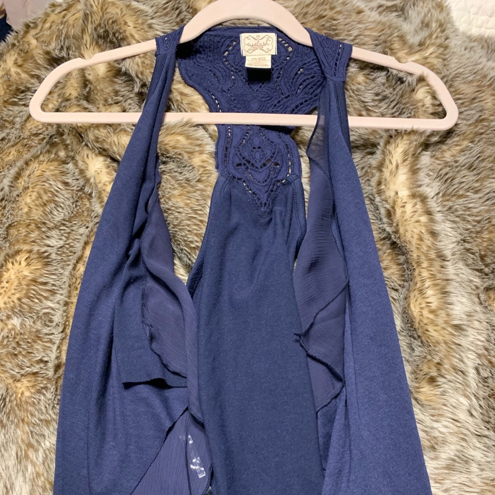 Navy sleeveless cardigan (small)